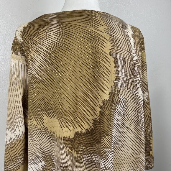 Vintage Ample Togs California Blouse Women 2XL Gold White Relaxed Bell Sleeve - Picture 16 of 16